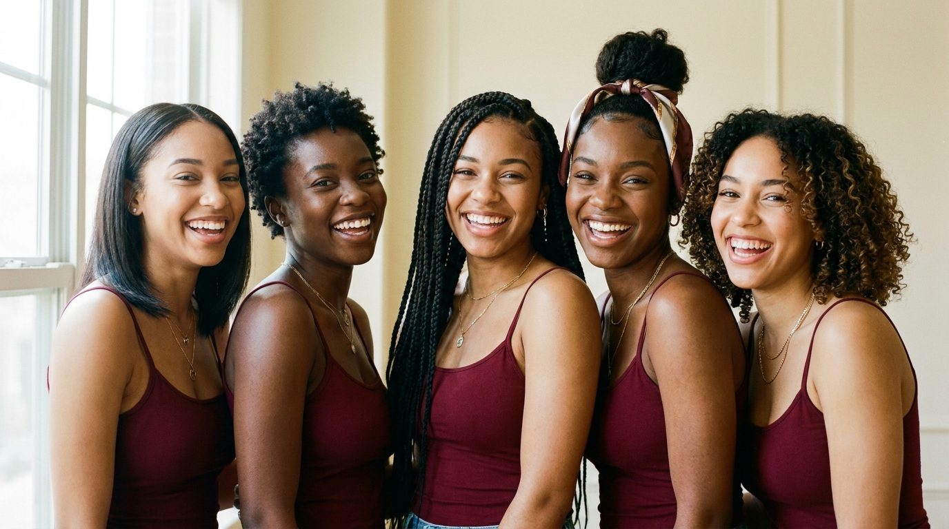Group of young Creole women representing cultural heritage and sisterhood